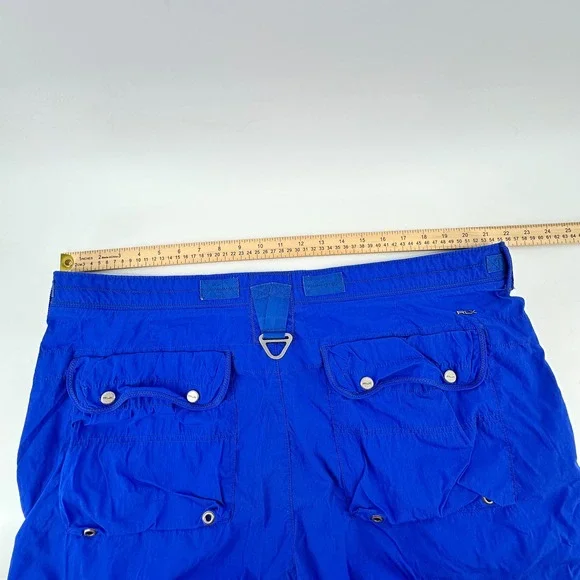 VTG RLX Ralph Lauren Mens Slim Fit Cargo Paratrooper Shorts Blue Utility Size 42 - Picture 12 of 16